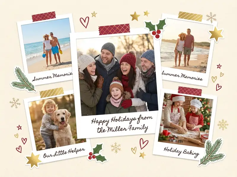 Holiday Greeting Card Collage — 4:3 Landscape