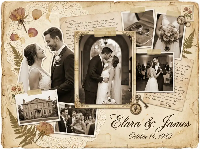 Vintage Wedding Collage — 4:3 Landscape