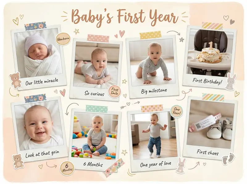 Baby's First Year Photo Collage — 4:3 Landscape