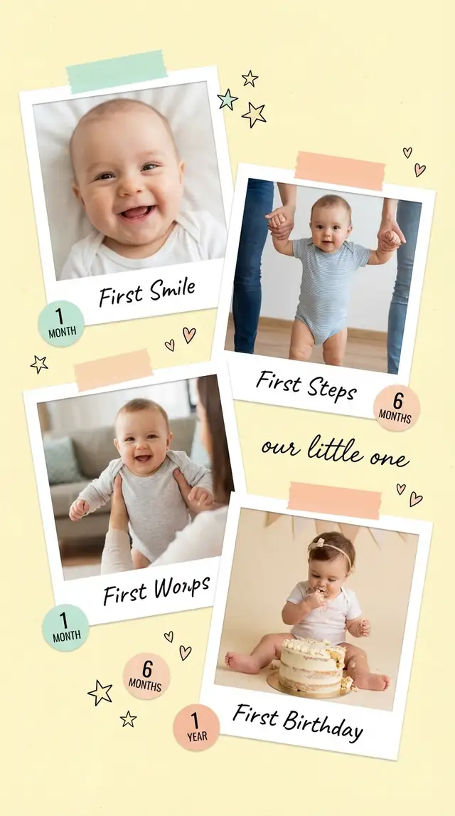 Baby's First Year Photo Collage — 9:16 Portrait