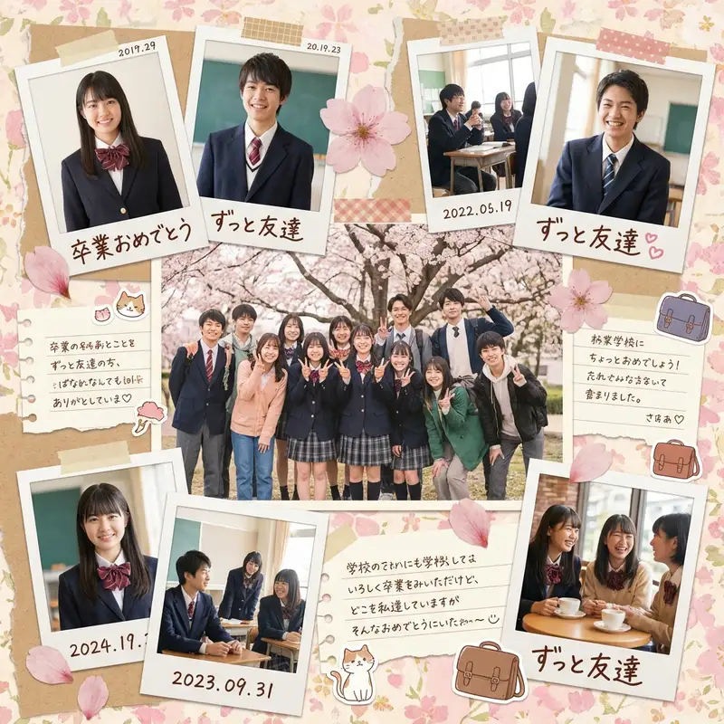 卒業コラージュの作り方 — 1:1 正方形