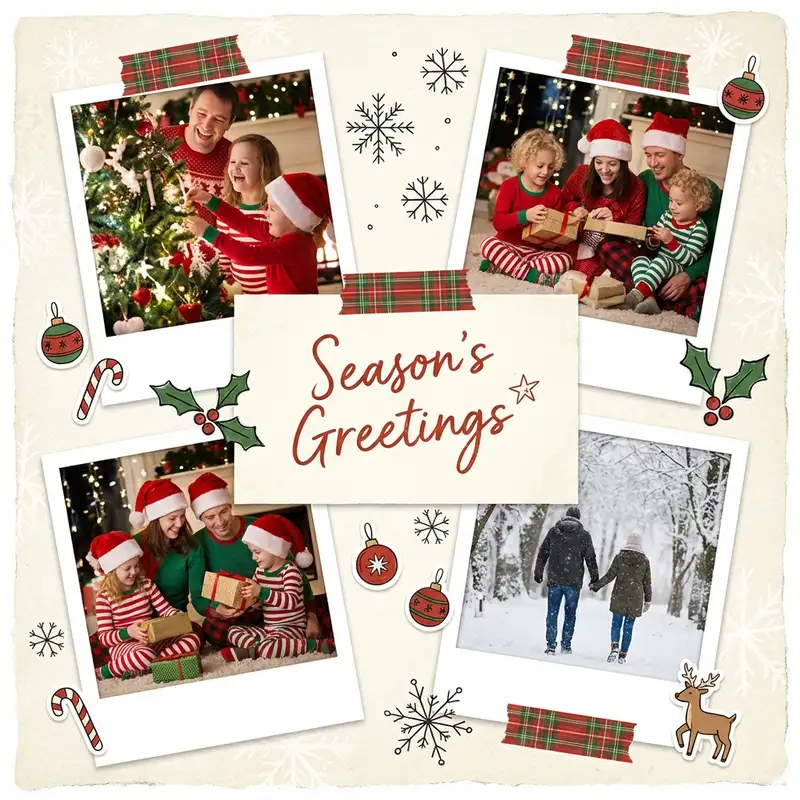 Holiday Greeting Card Collage — 1:1 Square