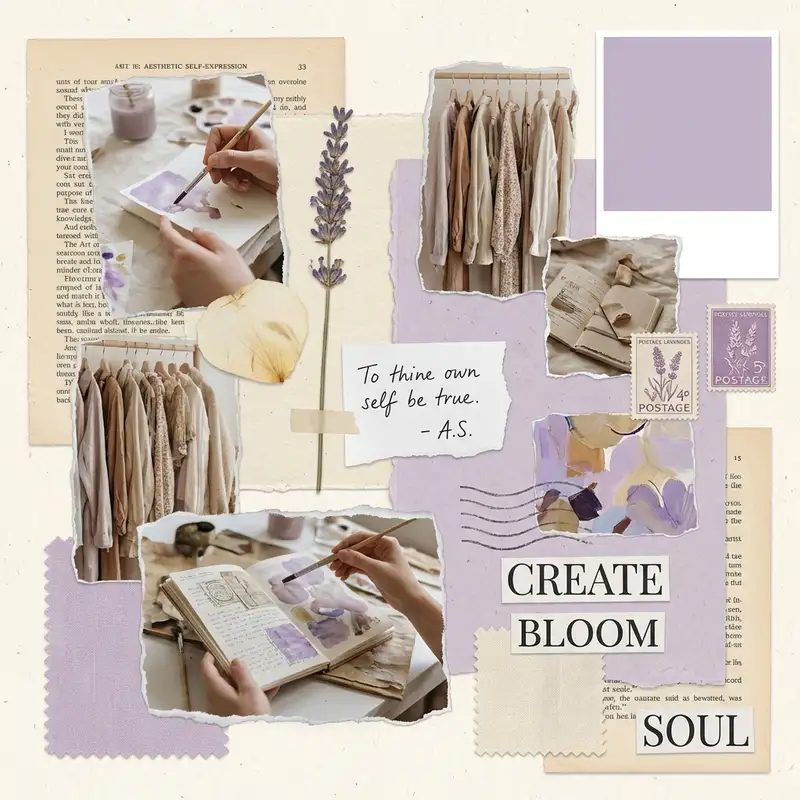 Aesthetic Mood Board Collage — 1:1 Square