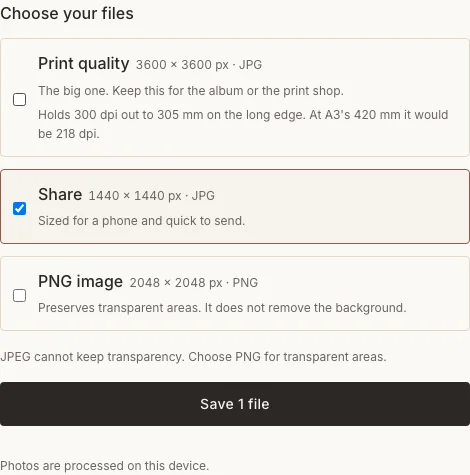 The actual Save controls for the Easter family page