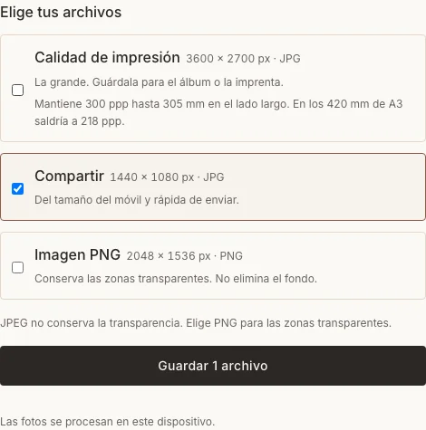 Controles reales para descargar el registro familiar