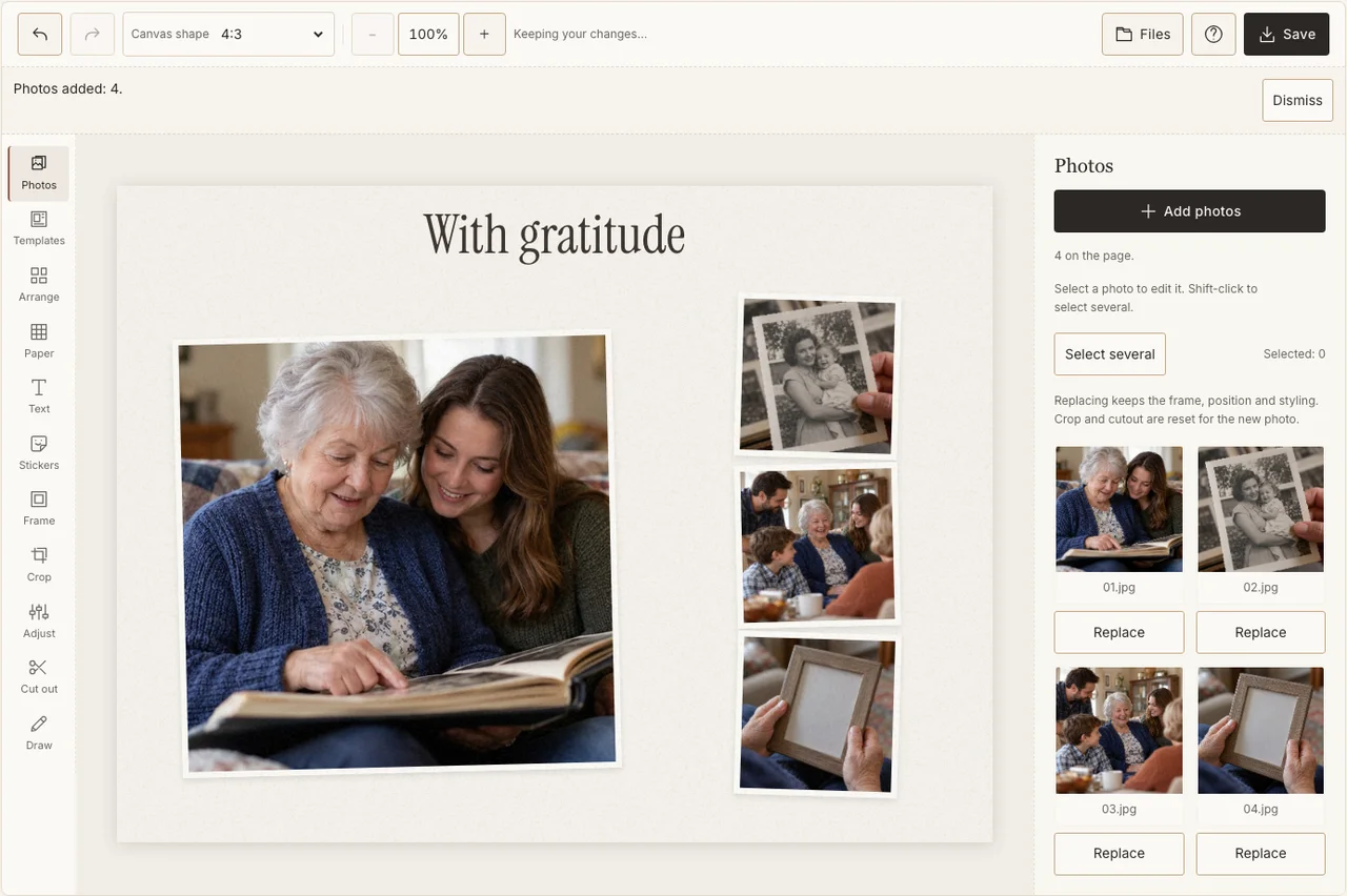 A restrained tribute layout in the real editor