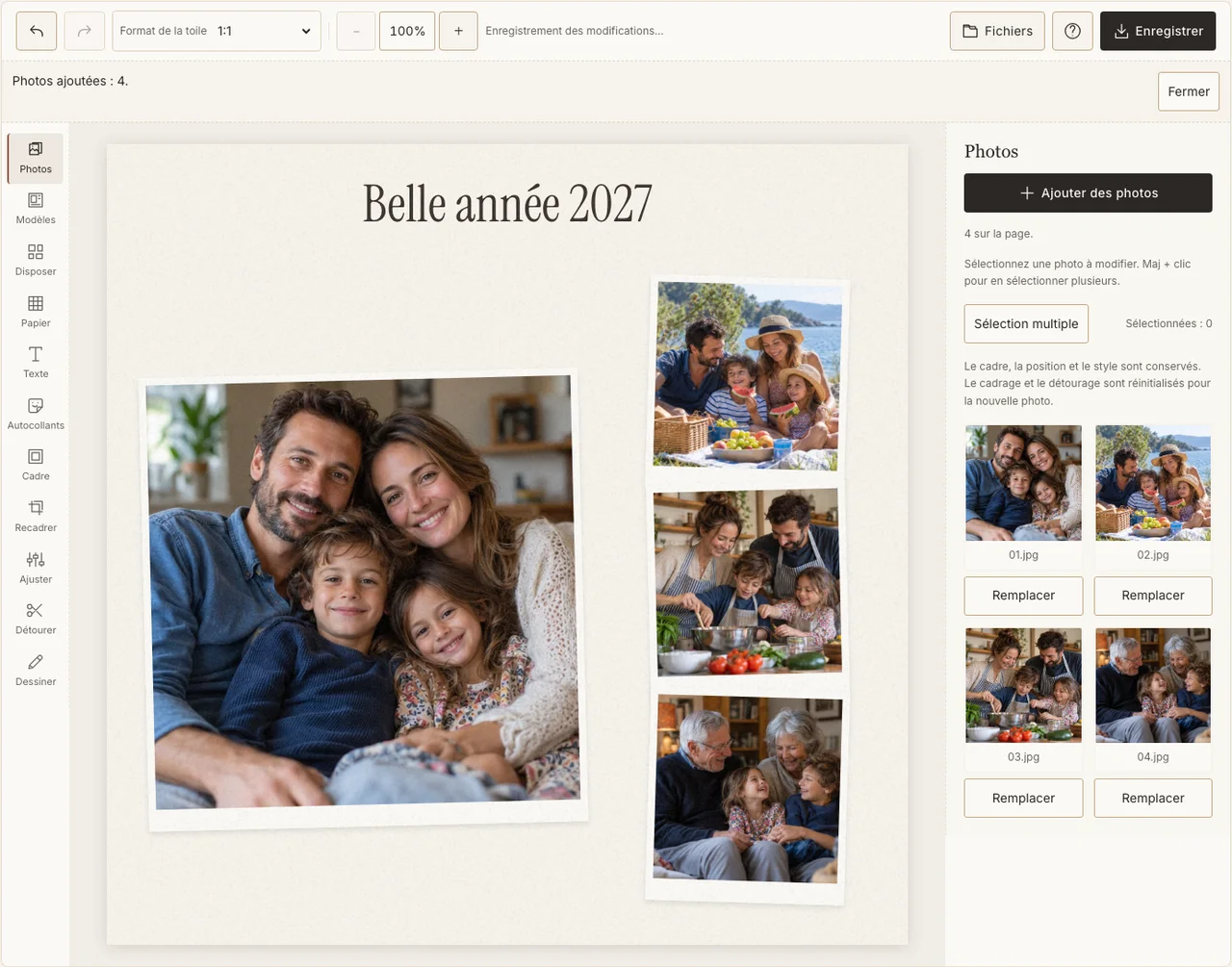Carte de vœux pour 2027 réalisée dans le véritable éditeur