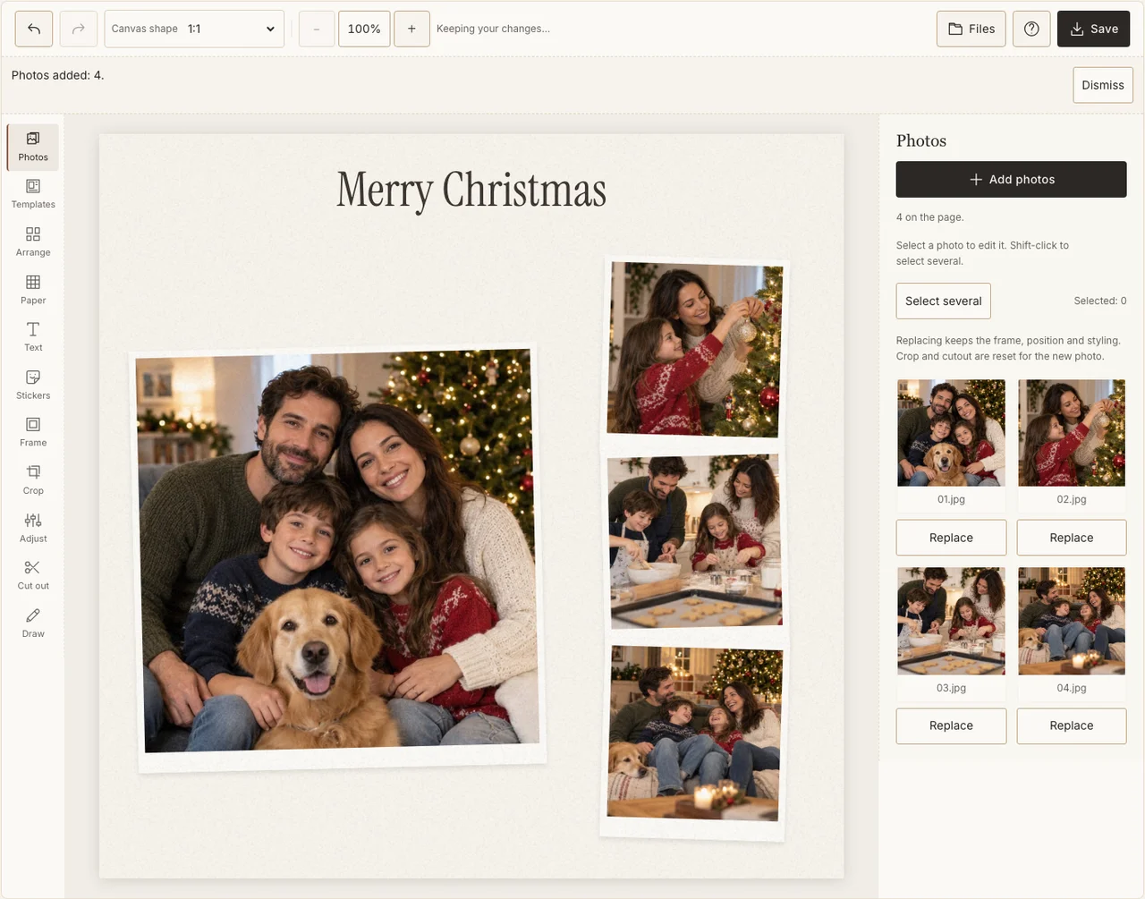 A Christmas family greeting made with real maker controls
