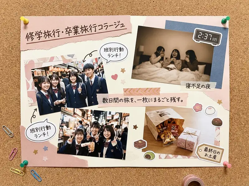 修学旅行・卒業旅行コラージュ — 4:3 横長