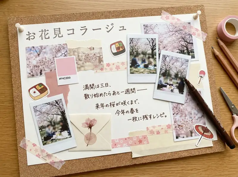 お花見コラージュ — 4:3 横長