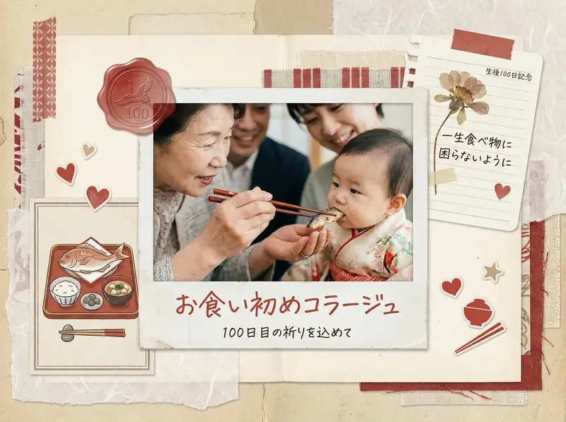 お食い初めコラージュ — 4:3 横長