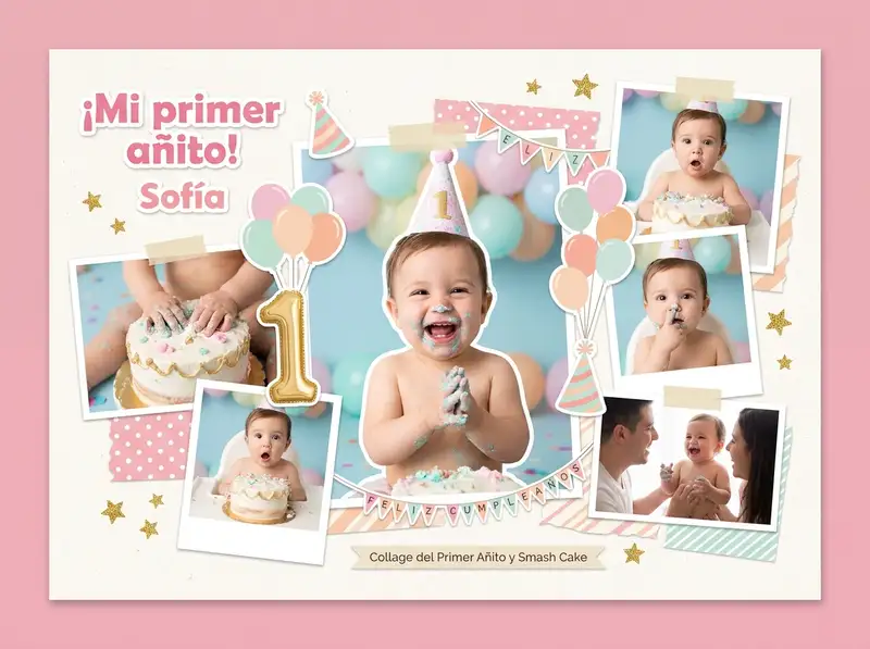 Collage del Primer Añito y Smash Cake — 4:3 Horizontal