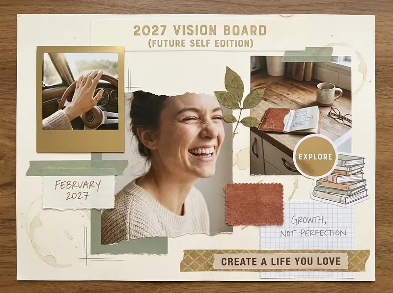2027 Vision Board Collage (Future Self Edition) — 4:3 Landscape