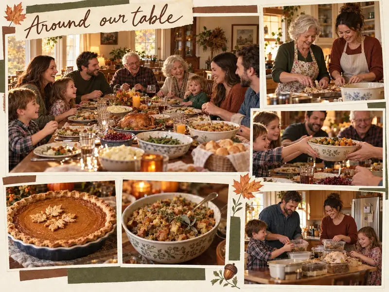 Thanksgiving Family Table Collage — 4:3 Landscape