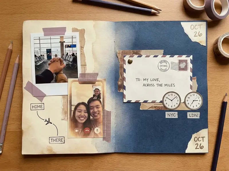 Long-Distance Anniversary Collage — 4:3 Landscape