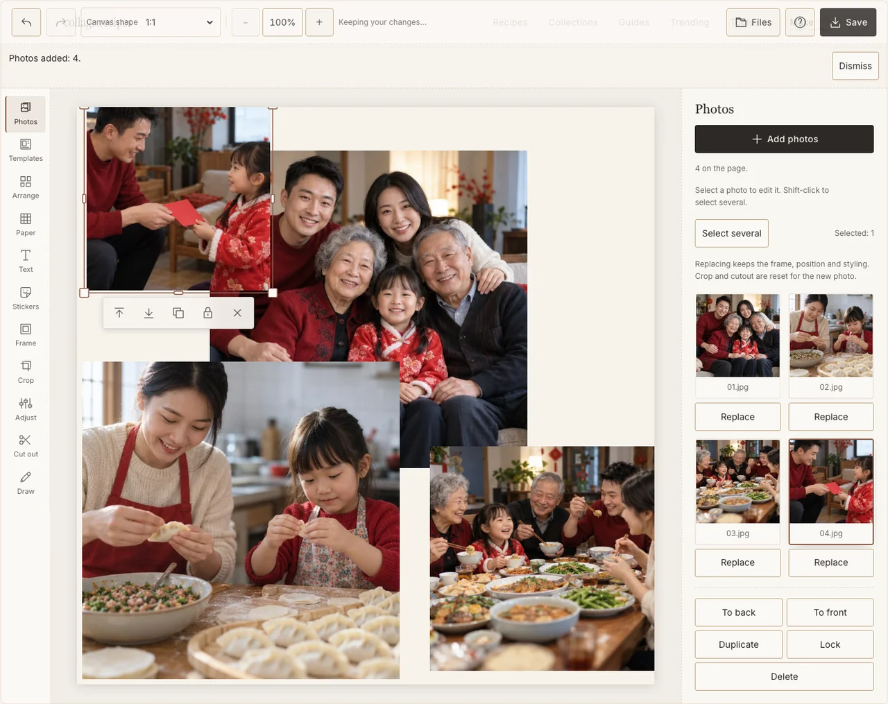 Four reunion demonstration photographs imported into Photos
