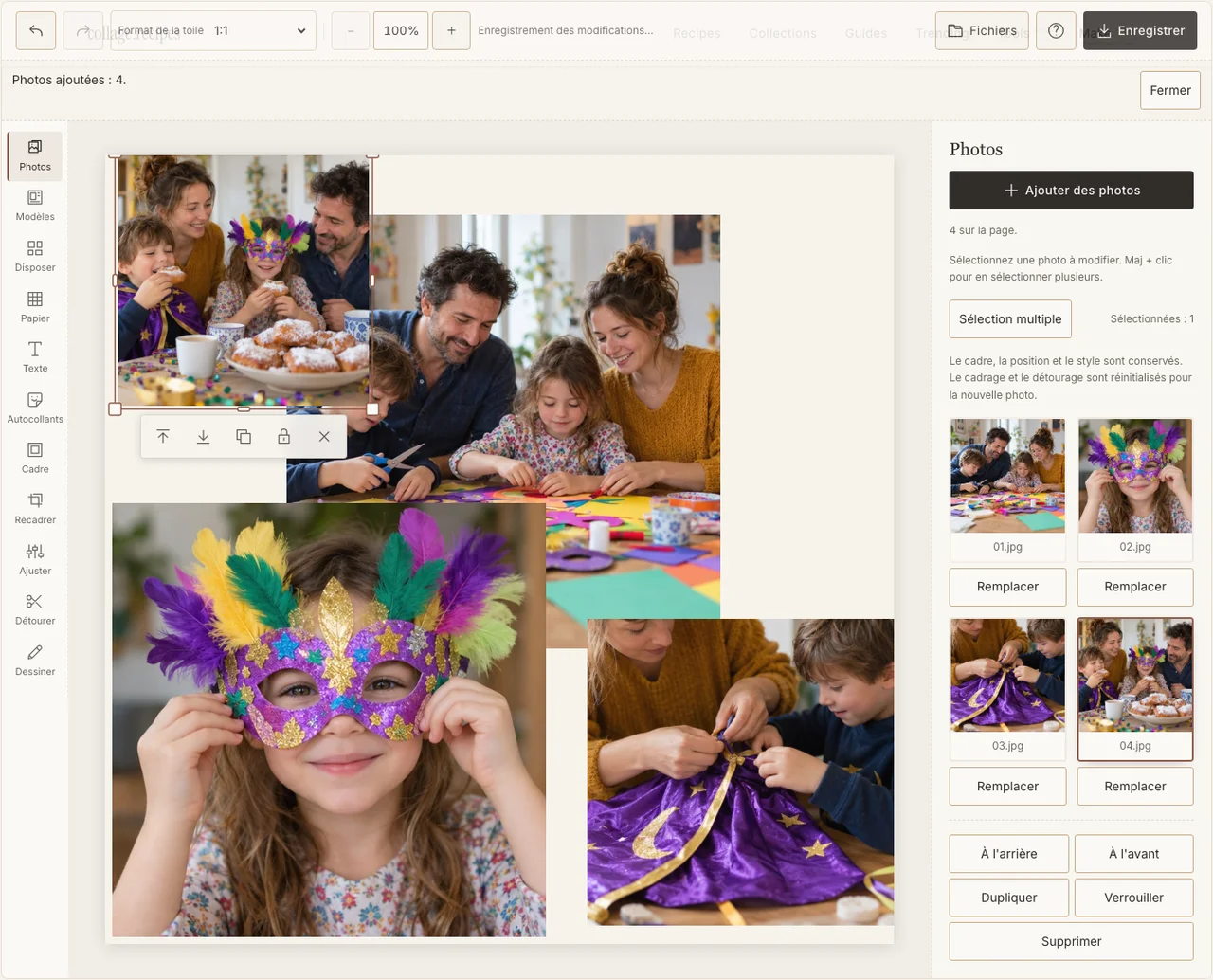 Quatre scènes fictives de costumes et de préparation dans Photos
