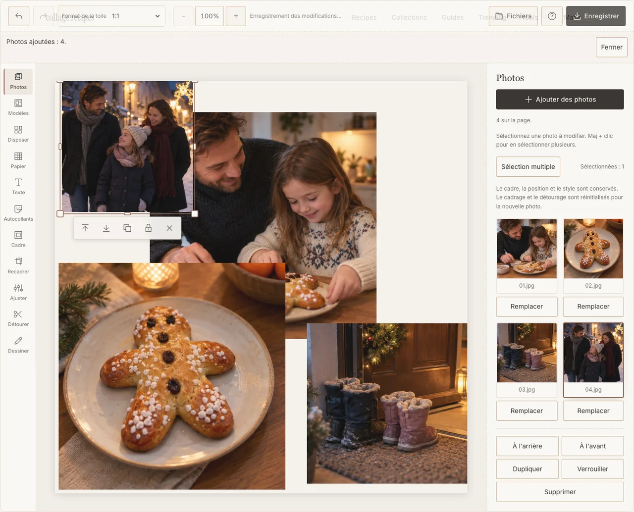 Quatre scènes de Saint-Nicolas importées dans le panneau Photos réel