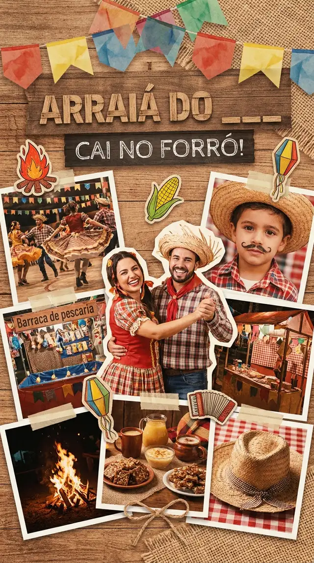 Collage de Festa Junina — 9:16 Retrato