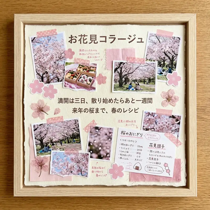お花見コラージュ — 1:1 正方形