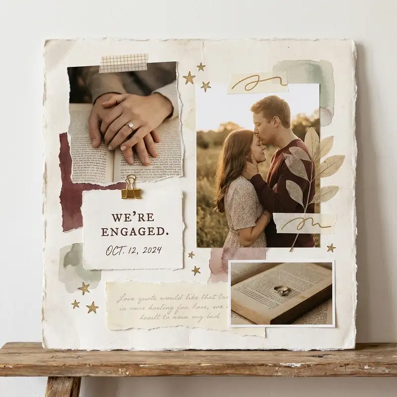 Engagement Announcement Photo Collage — 1:1 Square