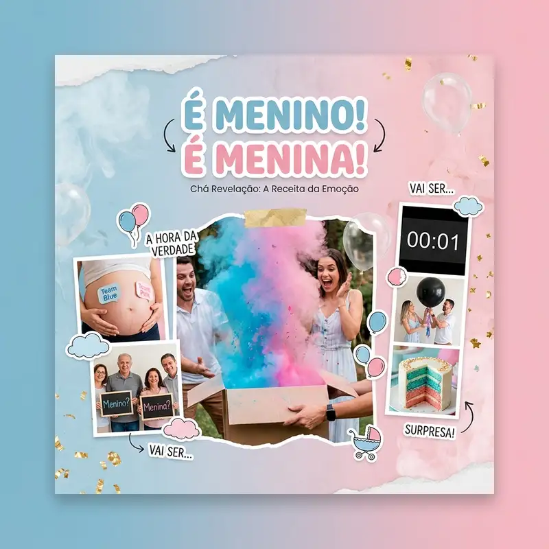 Collage de Chá Revelação — 1:1 Quadrado