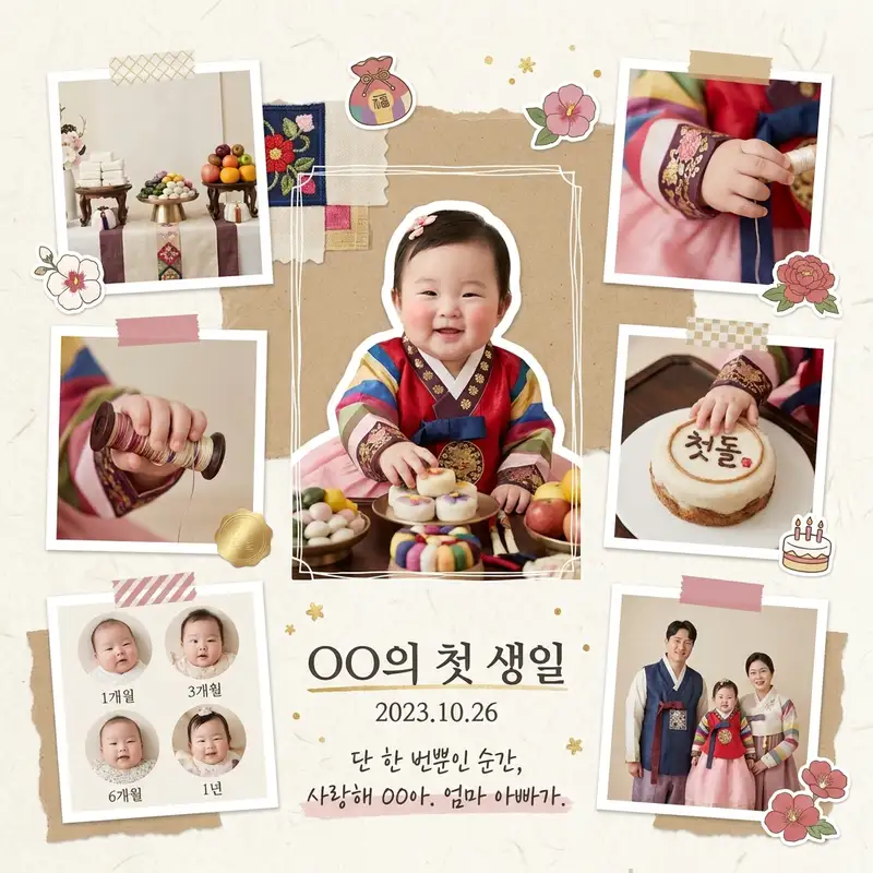 돌잔치 콜라주 — 1:1 정사각형