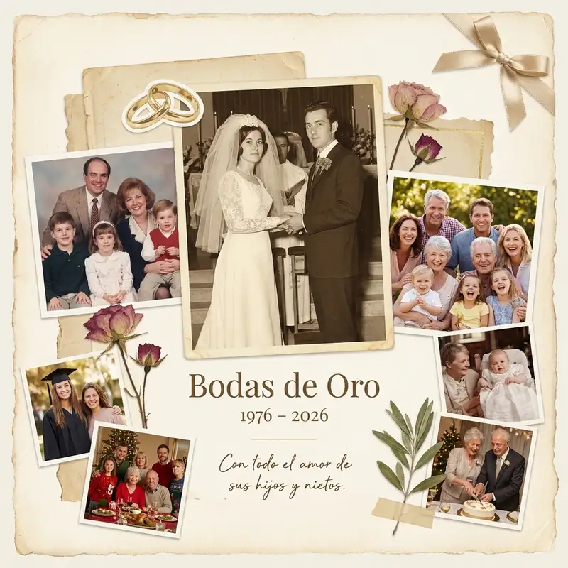 Collage de Bodas de Oro — 1:1 Cuadrado