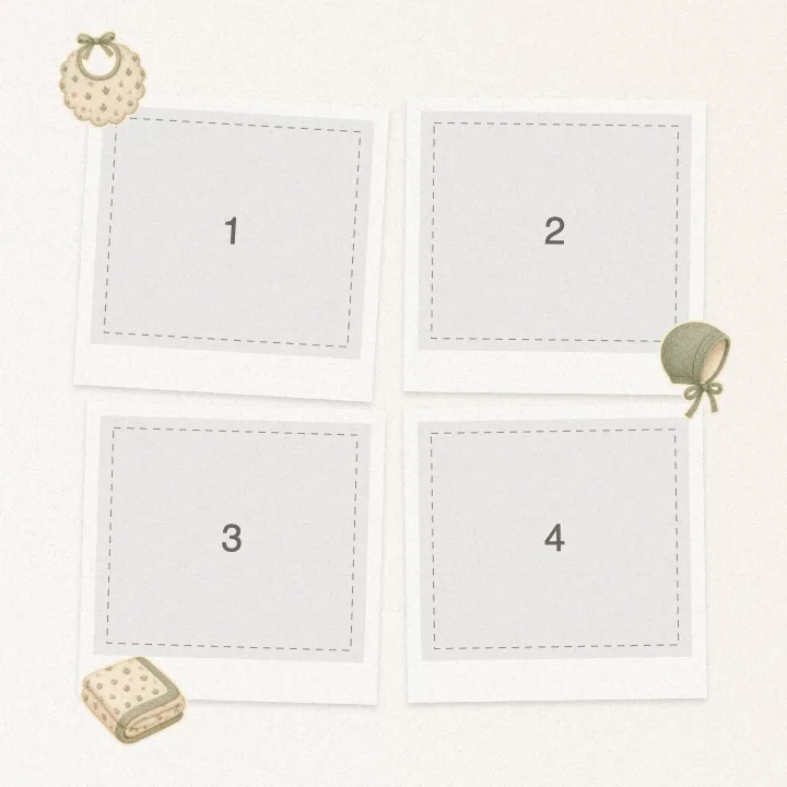 Editable collage template with numbered photo slots — Baby's First Year Photo Collage