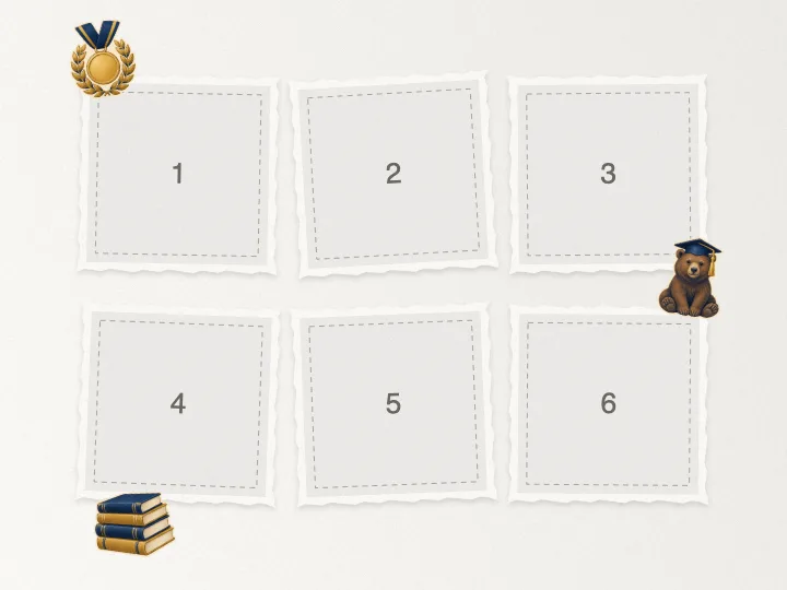 Editable collage template with numbered photo slots — Graduation Memory Board