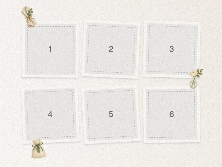 Editable collage template with numbered photo slots — Vintage Wedding Collage