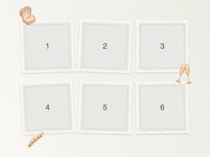 Editable collage template with numbered photo slots — Anniversary Couple's Collage