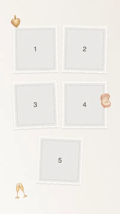 Editable collage template with numbered photo slots — Engagement Announcement Photo Collage