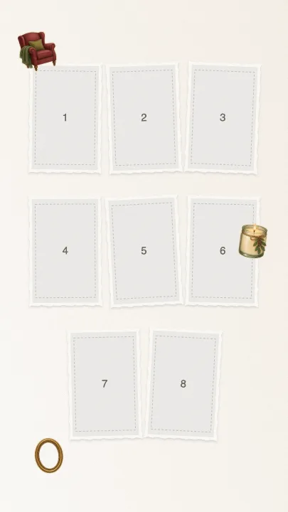 Editable collage template with numbered photo slots — Vision Board Collage for the Year Ahead (Future Self Edition)