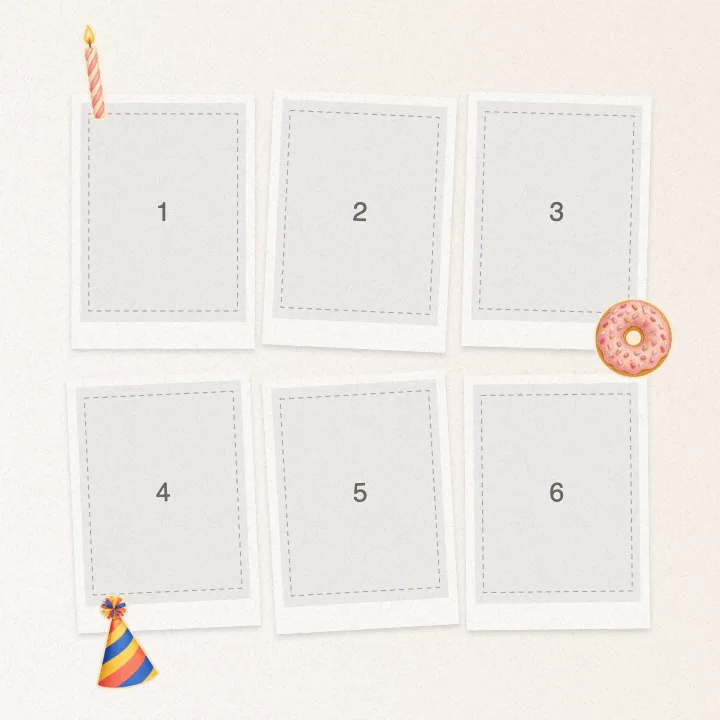 Editable collage template with numbered photo slots — Sibling Birthday Collage (For a Brother or Sister)