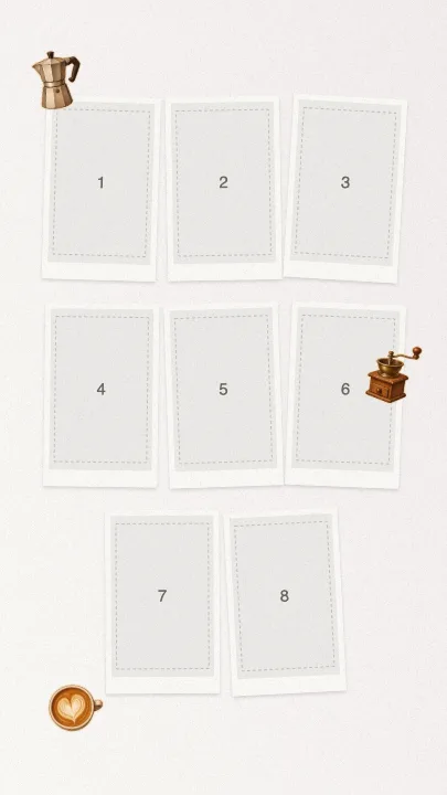 Editable collage template with numbered photo slots — Long-Distance Anniversary Collage