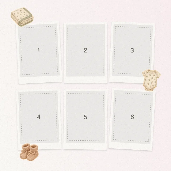 Plantilla de collage editable con espacios numerados para fotos — Collage del Primer Añito y Smash Cake