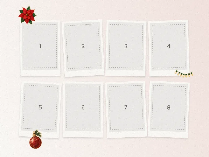 Plantilla de collage editable con espacios numerados para fotos — Collage de Posada y Navidad en Familia